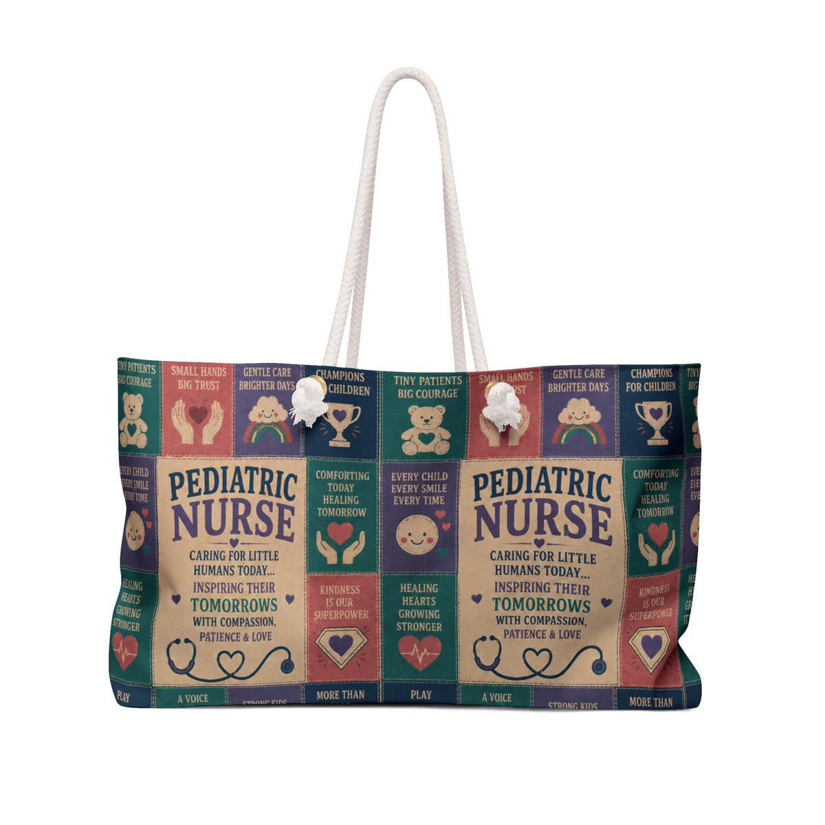Pediatric Nurse Weekender Bag Inspiring Little Tomorrows Faux Patchwork Travel Tote Pediatric Nurse Appreciation Gift