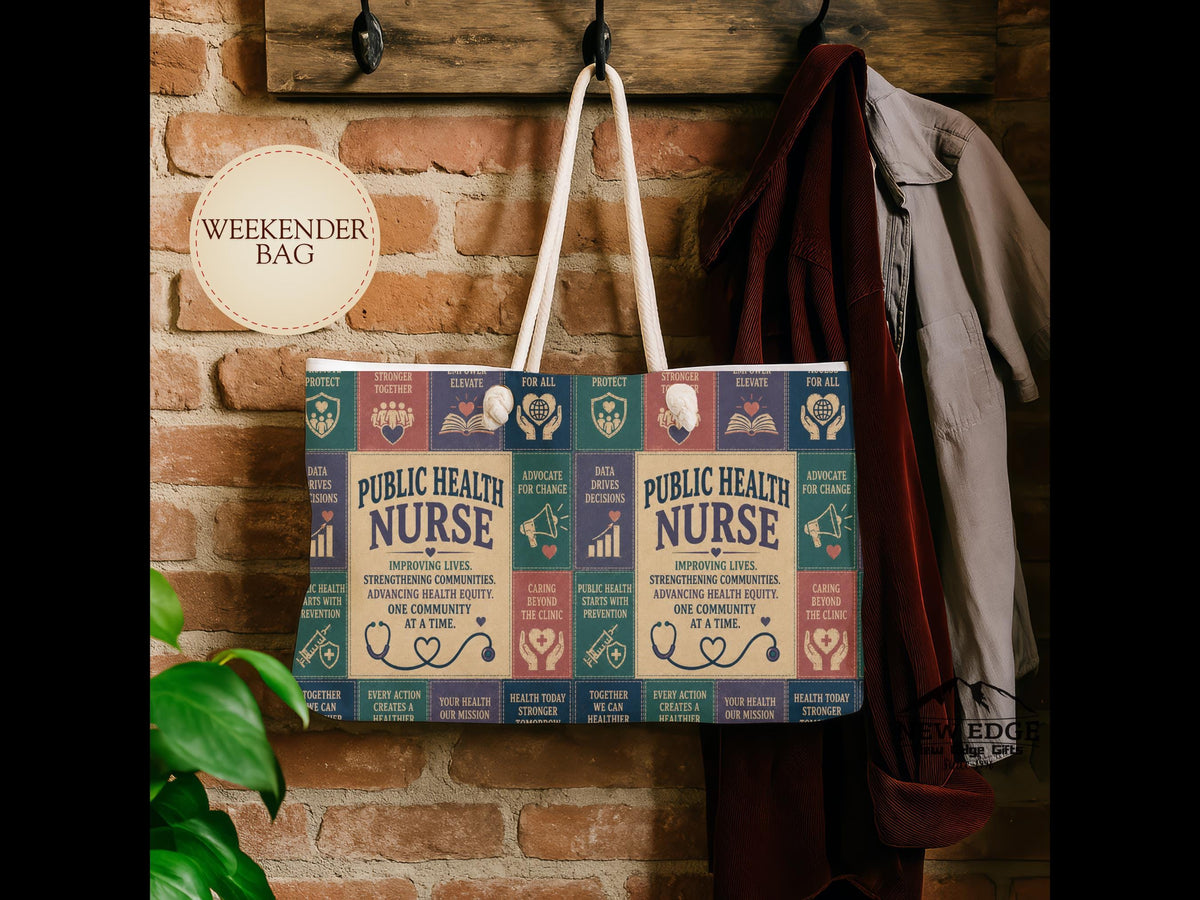 Public Health Nurse Weekender Bag Improving Lives Strengthening Communities Faux Patchwork Travel Tote Nurse Appreciation Gift