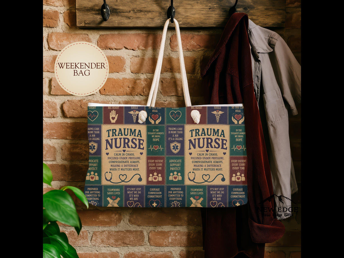 Trauma Nurse Weekender Bag Calm in Chaos Faux Patchwork Travel Tote Emergency Nurse Appreciation Gift