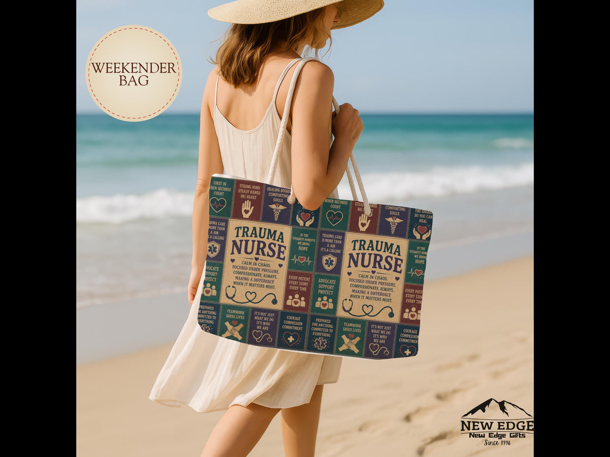 Trauma Nurse Weekender Bag Calm in Chaos Faux Patchwork Travel Tote Emergency Nurse Appreciation Gift