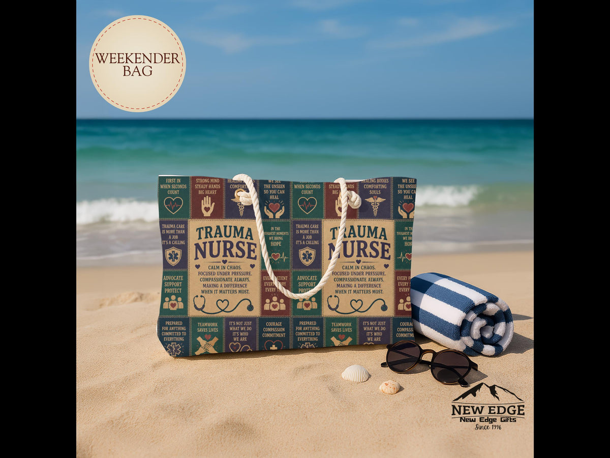 Trauma Nurse Weekender Bag Calm in Chaos Faux Patchwork Travel Tote Emergency Nurse Appreciation Gift