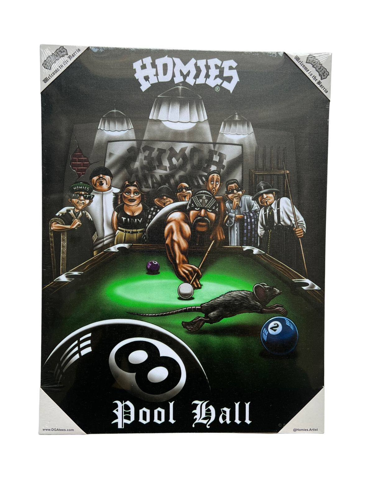 "HOMIES - POOL HALL" - SMALL CANVAS ART - 12" X 16" - FROM NEW EDGE GIFTS & NOVELTIES
