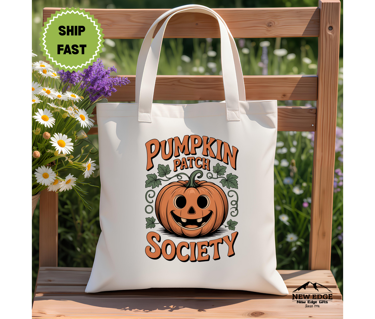 Pumpkin Patch Society Halloween Tote Bag – Fall Cotton Canvas Bag, Autumn Harvest Gift, Cozy Pumpkin Lover Tote for Spooky Season
