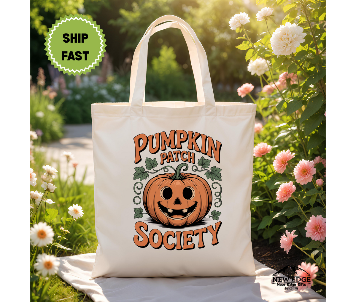 Pumpkin Patch Society Halloween Tote Bag – Fall Cotton Canvas Bag, Autumn Harvest Gift, Cozy Pumpkin Lover Tote for Spooky Season
