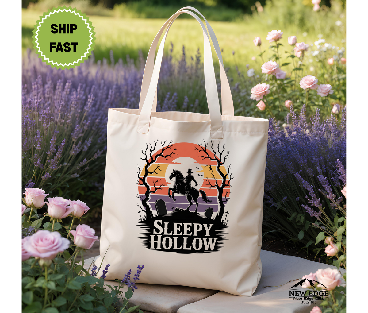 Sleepy Hollow Halloween Tote Bag – Gothic Cotton Canvas Bag, Spooky Headless Horseman Gift, Classic Horror Fall Aesthetic Tote