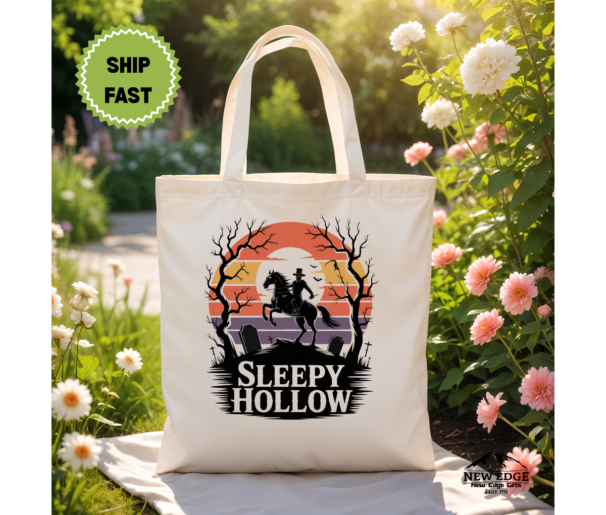 Sleepy Hollow Halloween Tote Bag – Gothic Cotton Canvas Bag, Spooky Headless Horseman Gift, Classic Horror Fall Aesthetic Tote