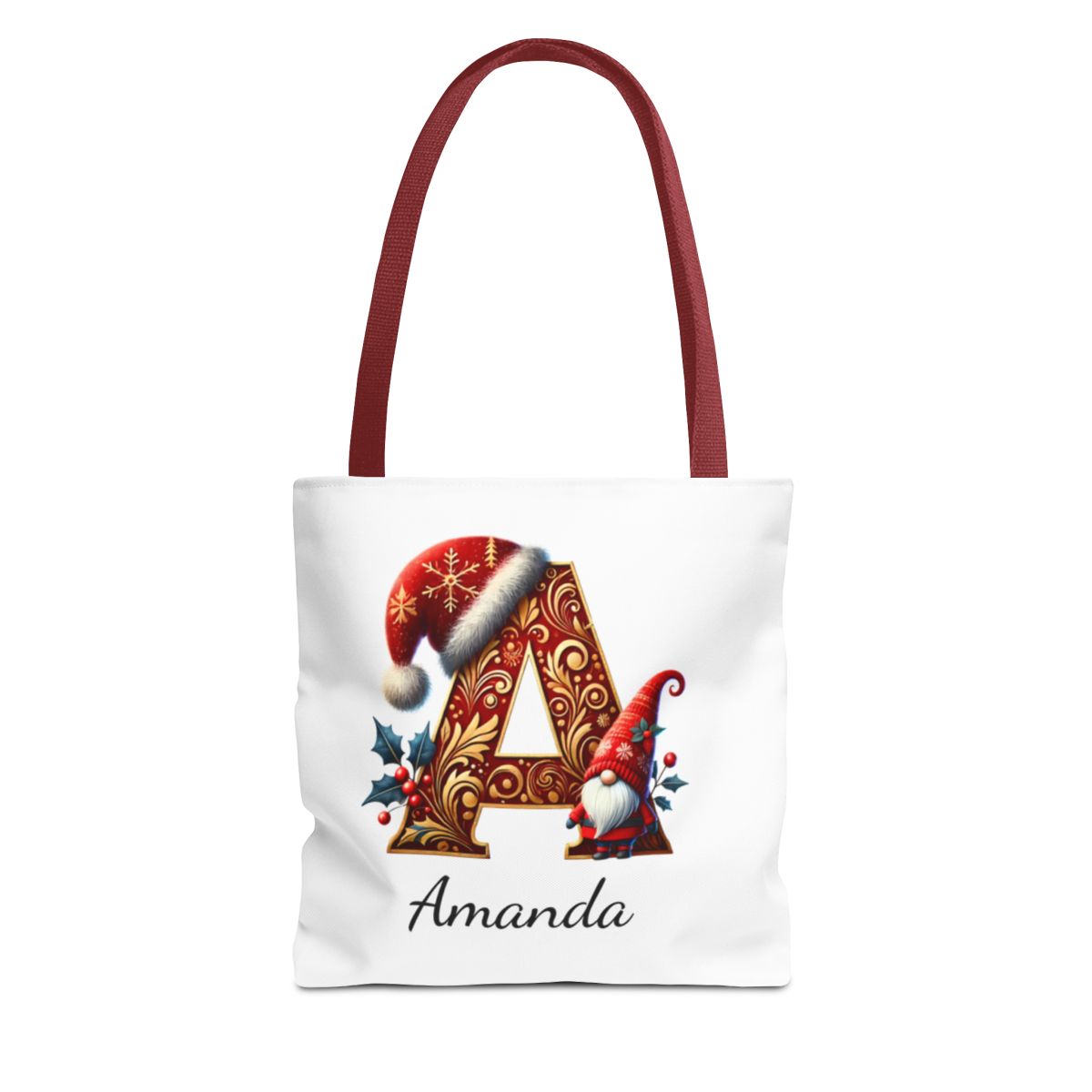 Personalized Christmas Name Tote Bag – Custom Initial Cotton Canvas Tote, Matching Holiday Group Bag, Reusable Xmas Shopping Tote
