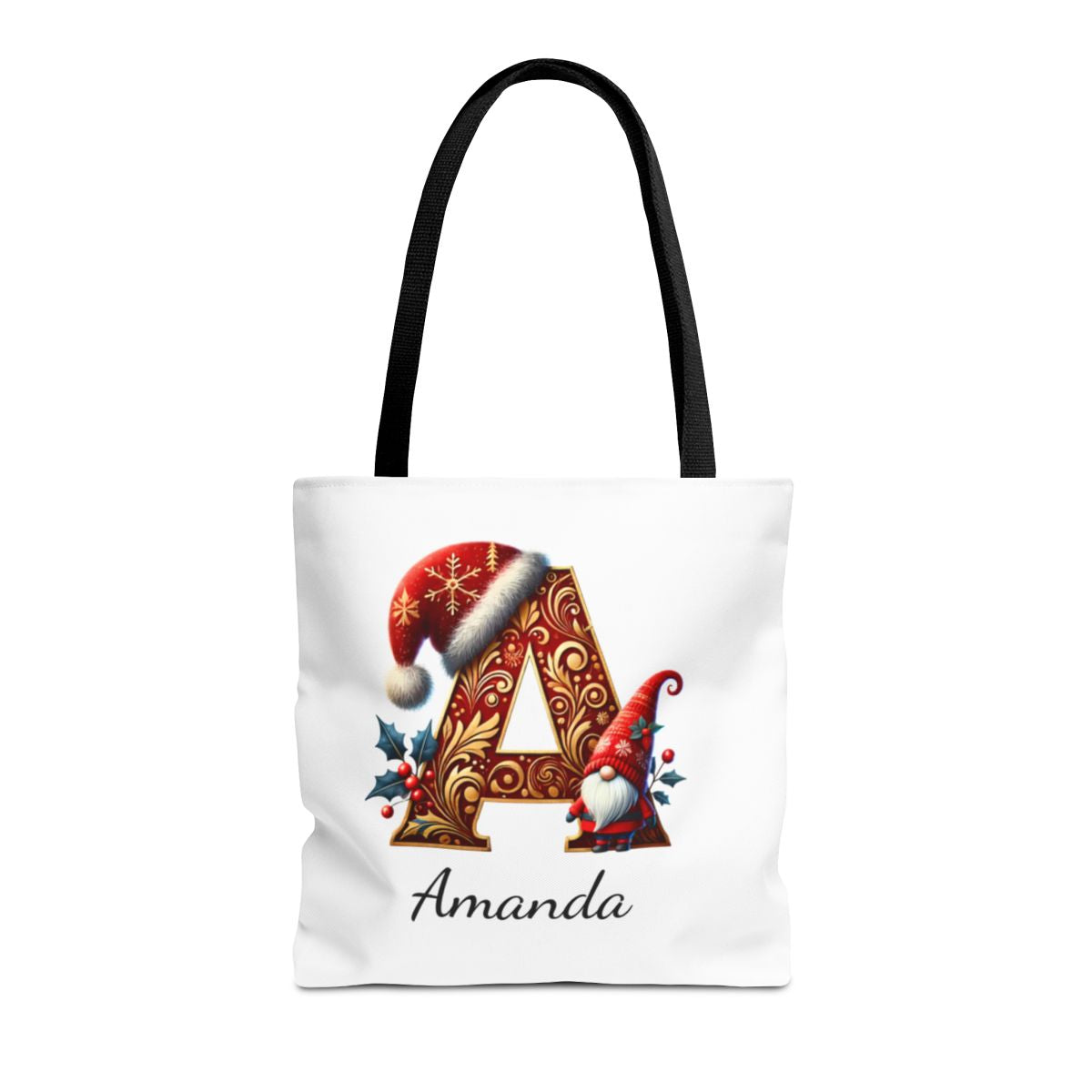 Personalized Christmas Name Tote Bag – Custom Initial Cotton Canvas Tote, Matching Holiday Group Bag, Reusable Xmas Shopping Tote