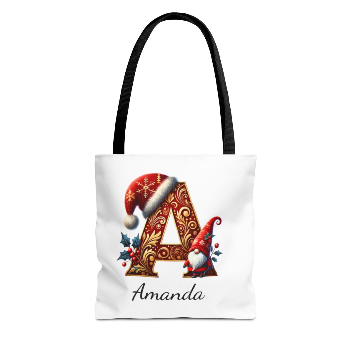 Personalized Christmas Name Tote Bag – Custom Initial Cotton Canvas Tote, Matching Holiday Group Bag, Reusable Xmas Shopping Tote