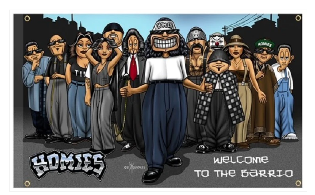 HOMIES - 3' X 5' - FLAG / BANNER - WELCOME TO THE BARRIO