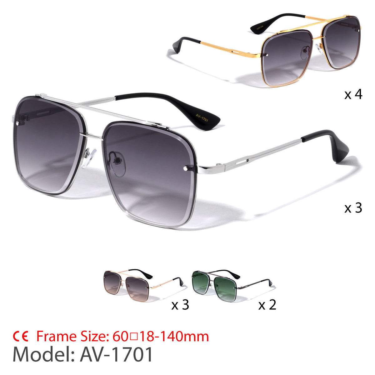 AV-1701 Edgecut Aviators Sunglasses