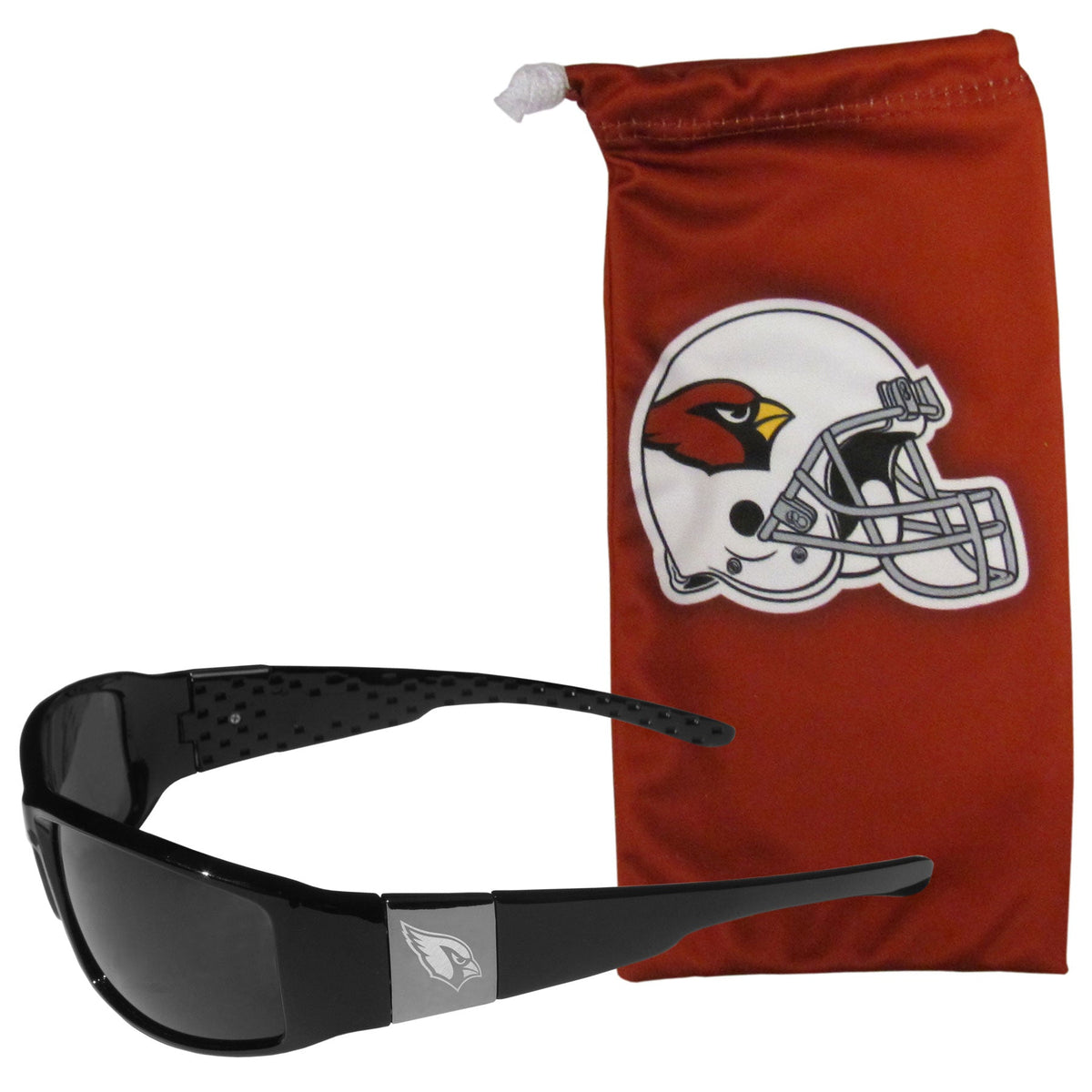Arizona Cardinals Etched Chrome Wrap Sunglasses and Bag