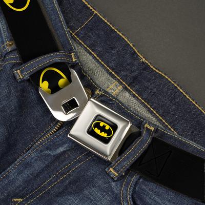 BATMAN FULL COLOR BLACK YELLOW SEATBELT BELT - BATMAN SHIELD BLACK/YELLOW WEBBING