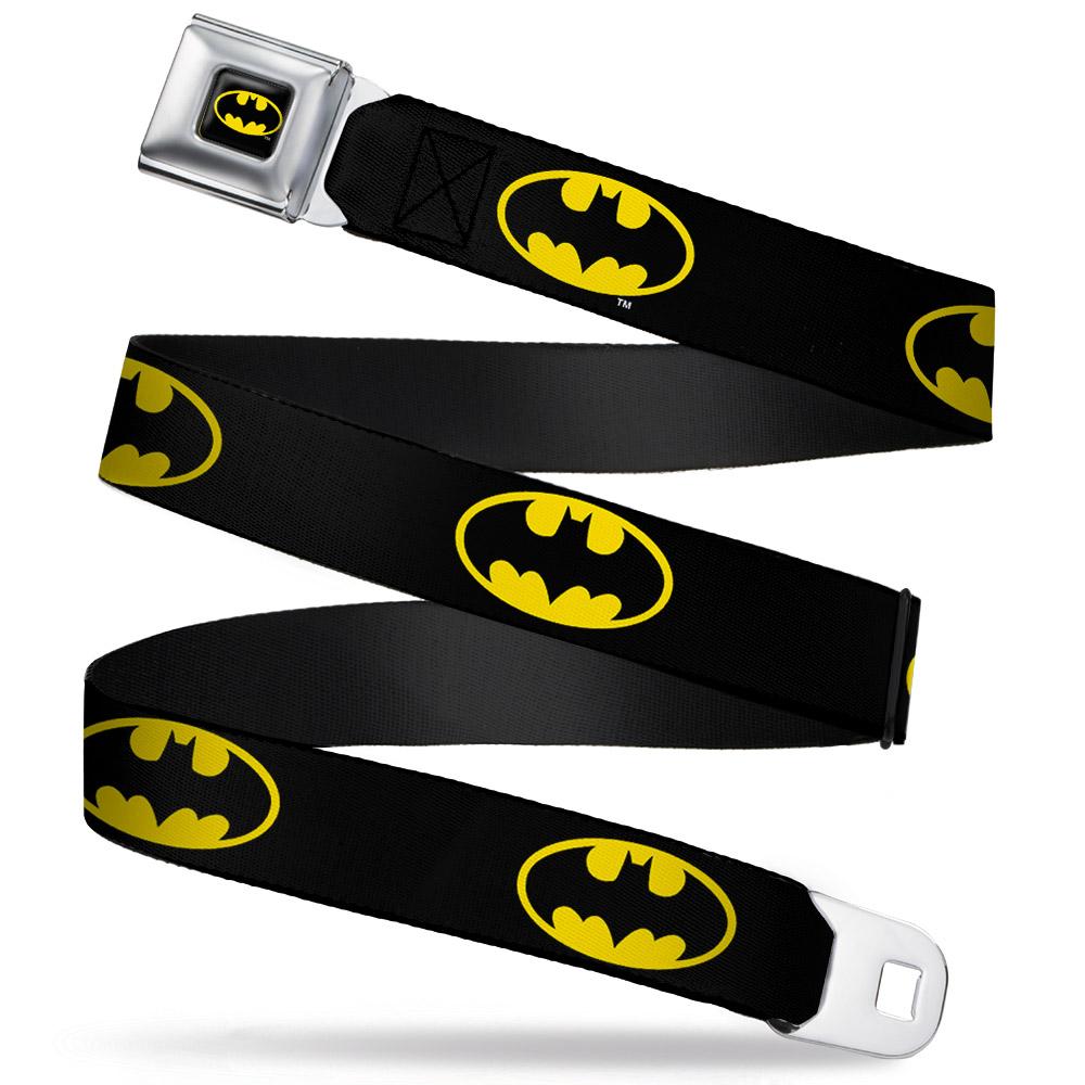 BATMAN FULL COLOR BLACK YELLOW SEATBELT BELT - BATMAN SHIELD BLACK/YELLOW WEBBING