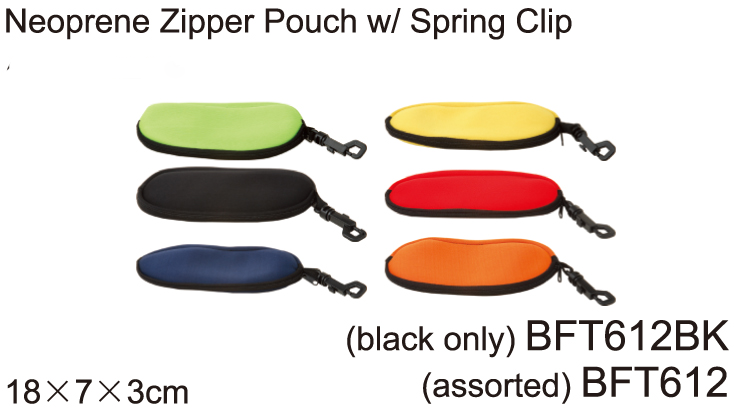 NEOPRENE ZIPPER POUCH WITH SPRING CLIP