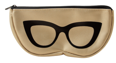 GOLD AND SILVER ZIPPER POUCH WITH GLASSES ICON