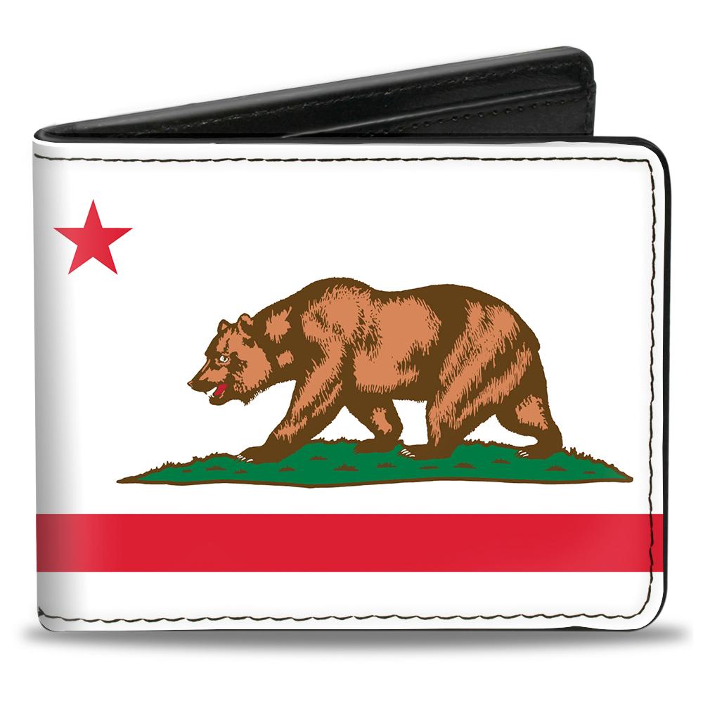 BI-FOLD WALLET - CALIFORNIA FLAG WHITE W STRIPE