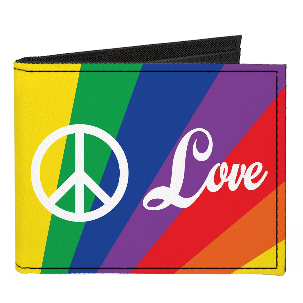 BI-FOLD WALLET - PEACE AND LOVE RAINBOW RAYS MULTI COLOR WHITE
