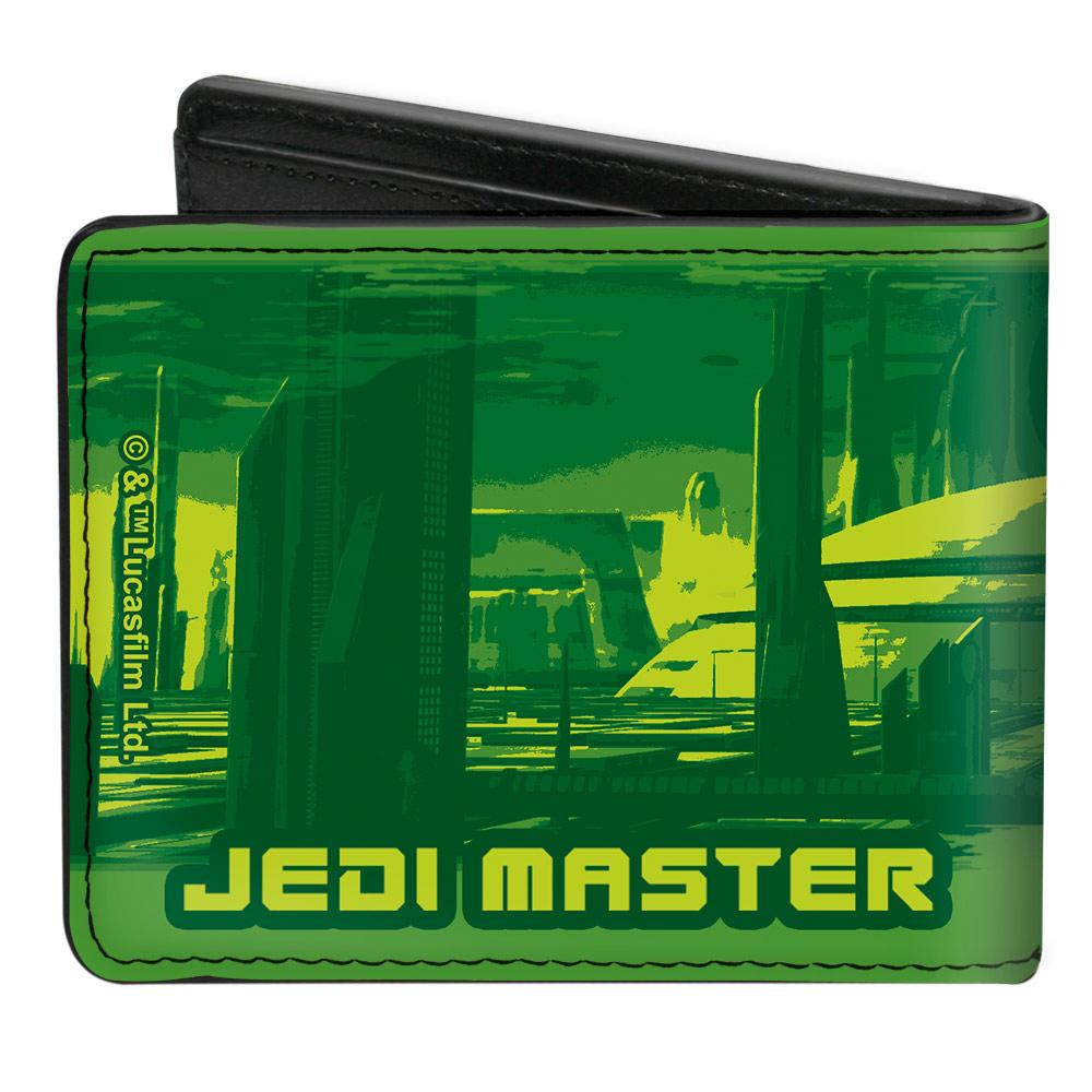 BI-FOLD WALLET - STAR WARS THE CLONE WARS YODA JEDI MASTER ACTION POSE GREENS
