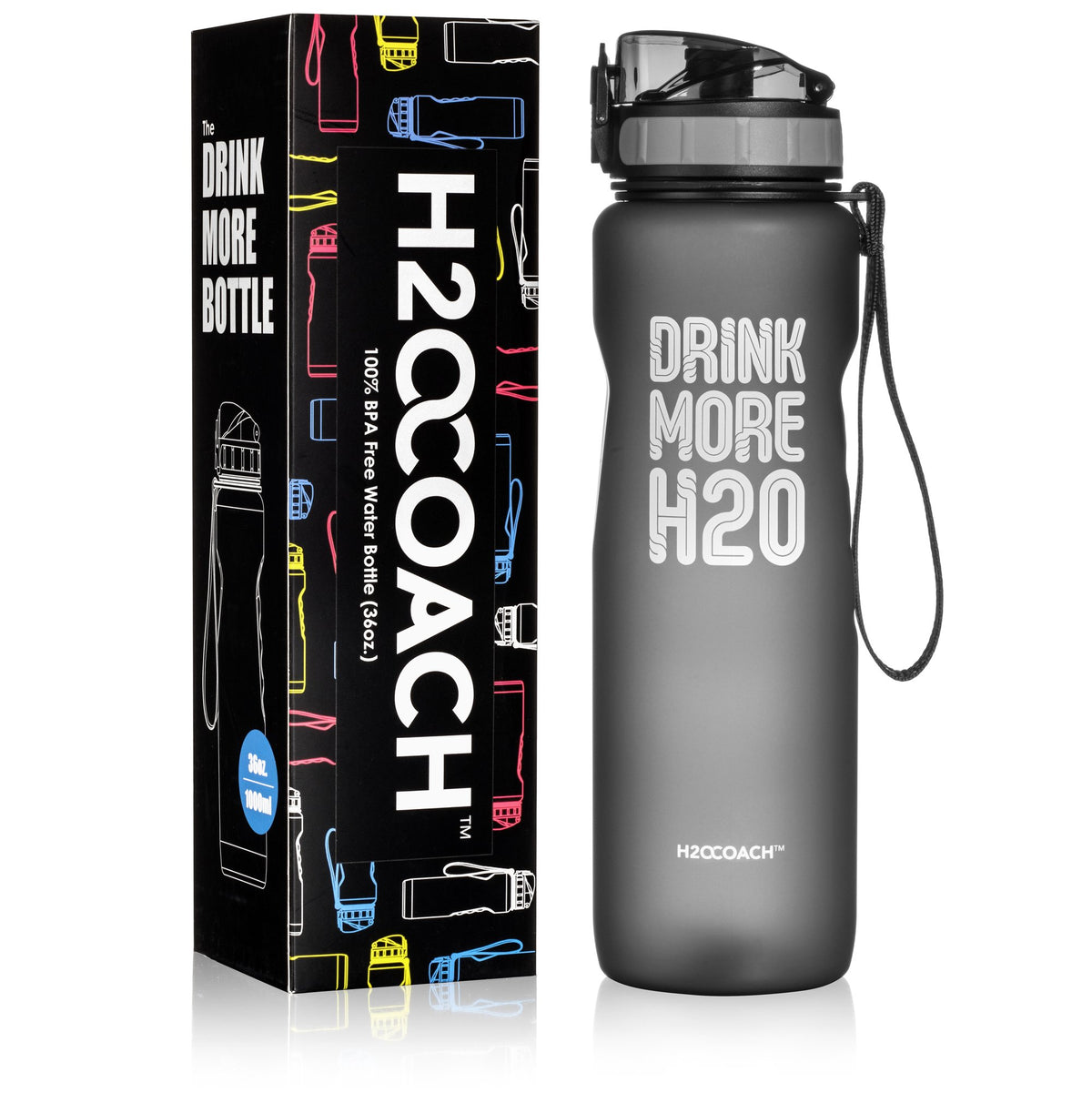 New Edge 36oz Motivational Water Bottle - Gray