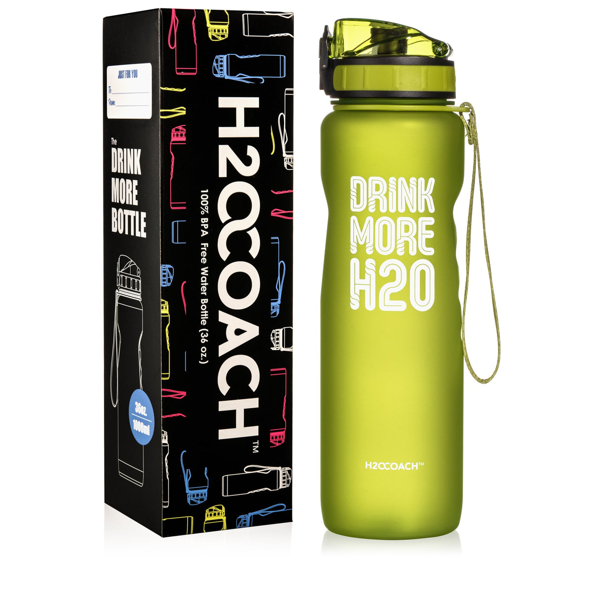 New Edge 36oz Motivational Water Bottle - Green