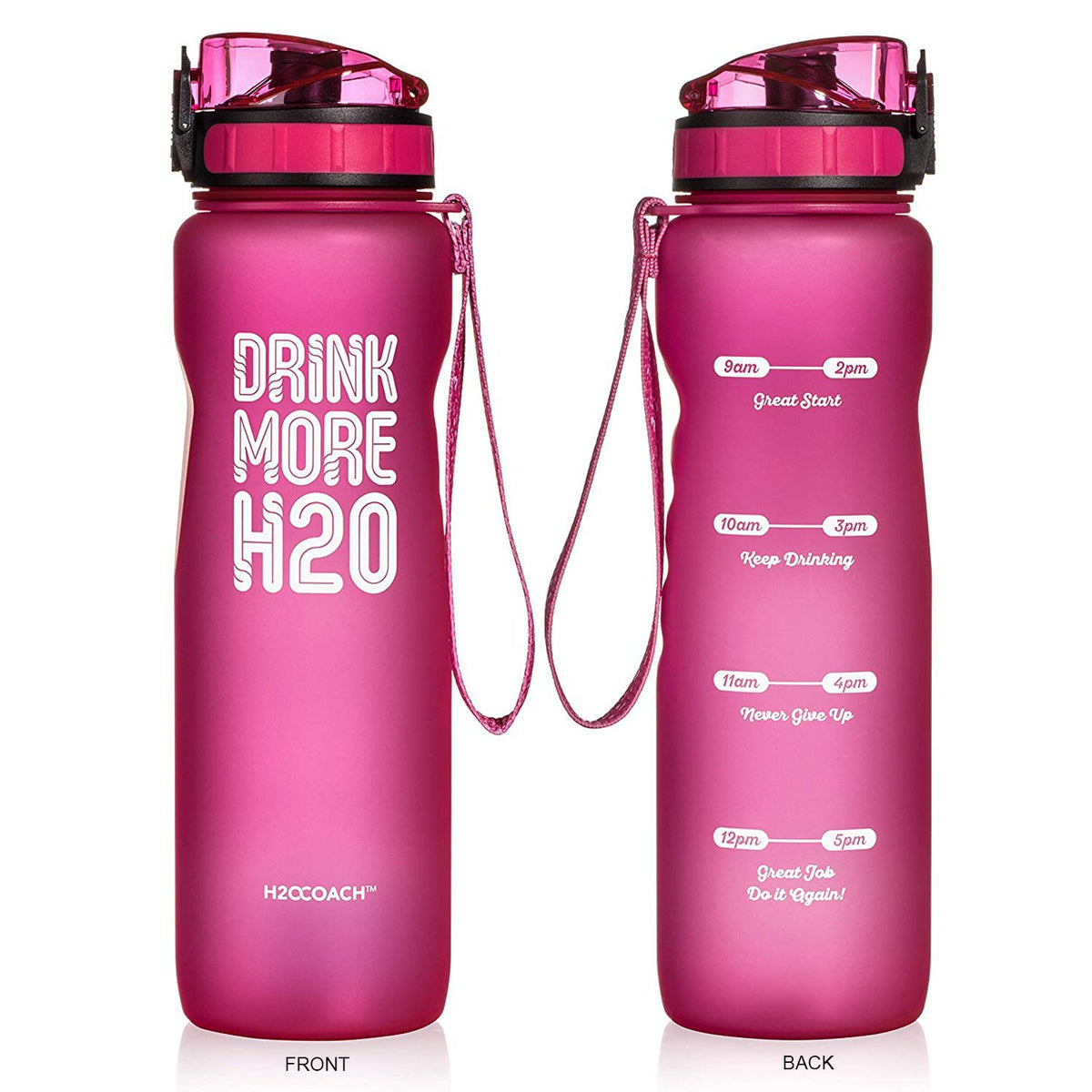 New Edge - Drink More H2O Water Bottle - 36 Oz. Pink