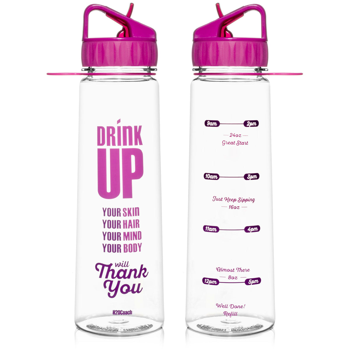 New Edge 30oz Motivational Water Bottle with Straw - Pink