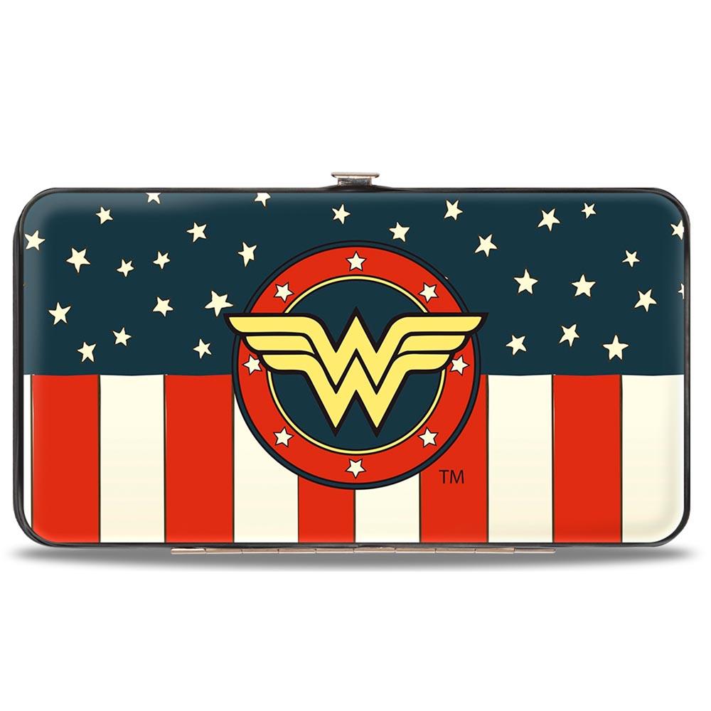 HINGED WALLET - WONDER WOMAN LOGO AMERICANA RED WHITE BLUE YELLOW