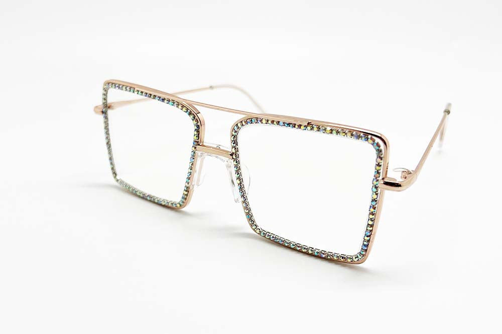New Edge Eyewear Square Diamond Rhinestone Glasses