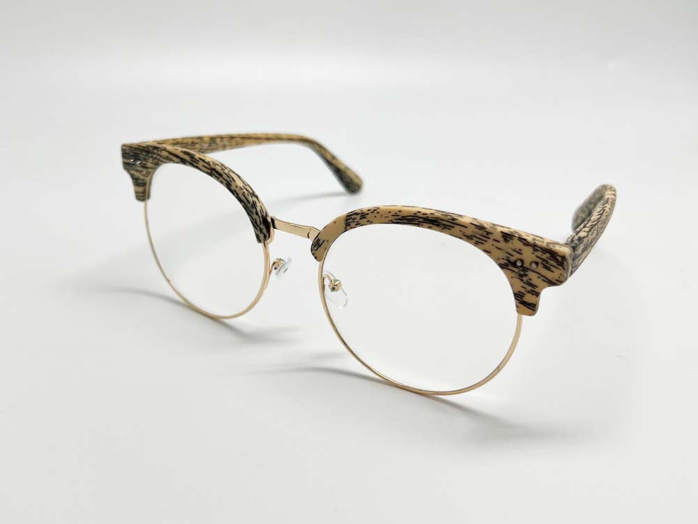 WOOD CLEAR FASHION ROUND GLASSES