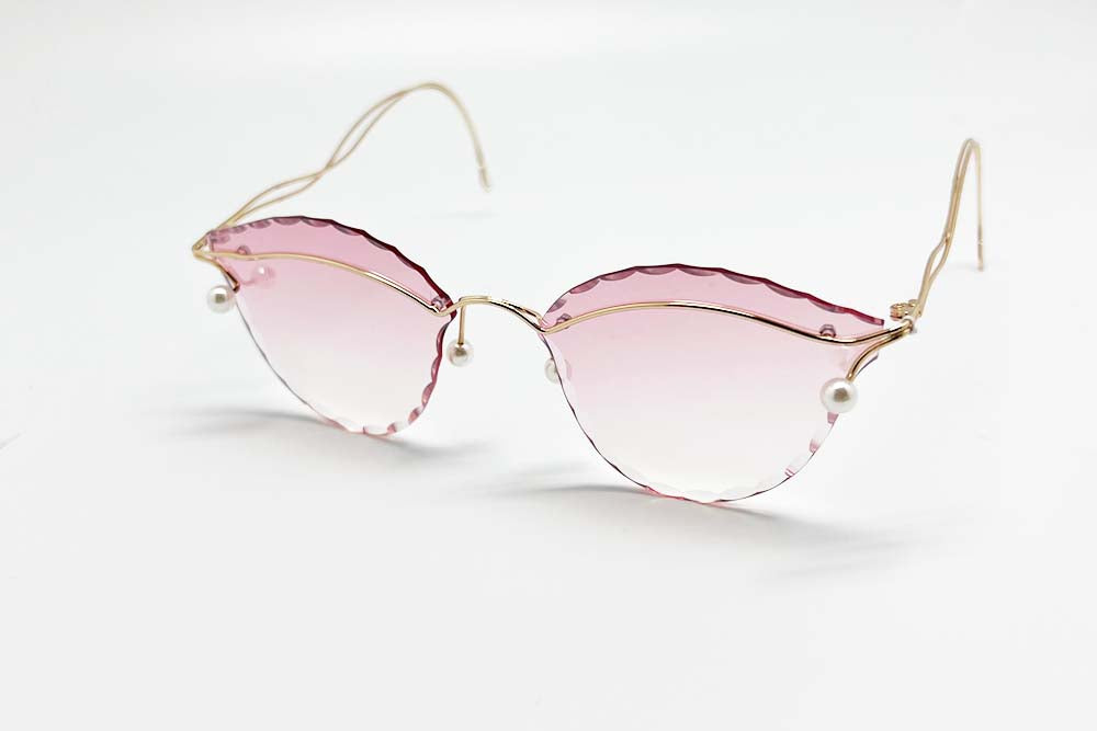 Metal Fashion Rimless Ocean Lens  Sunglasses.