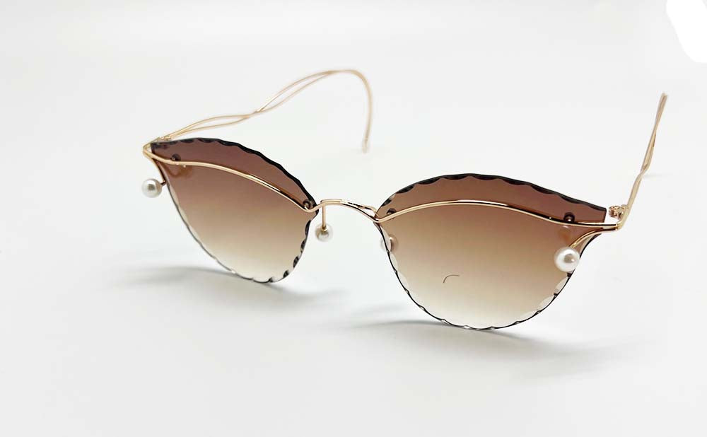 Metal Fashion Rimless Ocean Lens  Sunglasses.