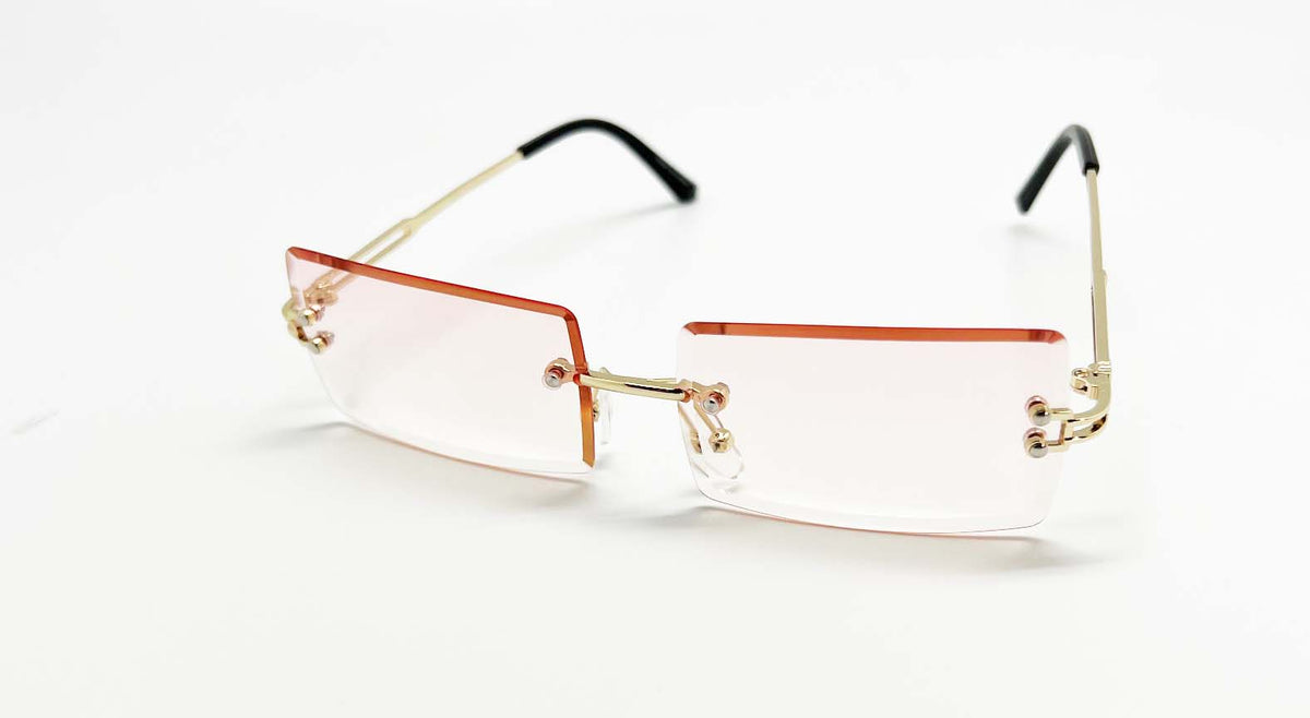 Tinted Lens Retro Rimless Rectangle Sunglasses