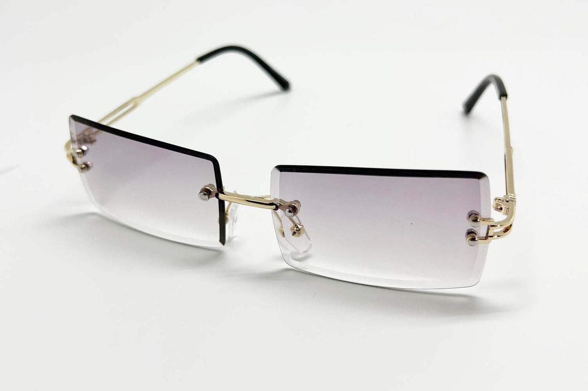Rimless Rectangle Sunglasses Vintage Rimless Eyewear Women Sunglasses Retro Metal Frame Sunglasses