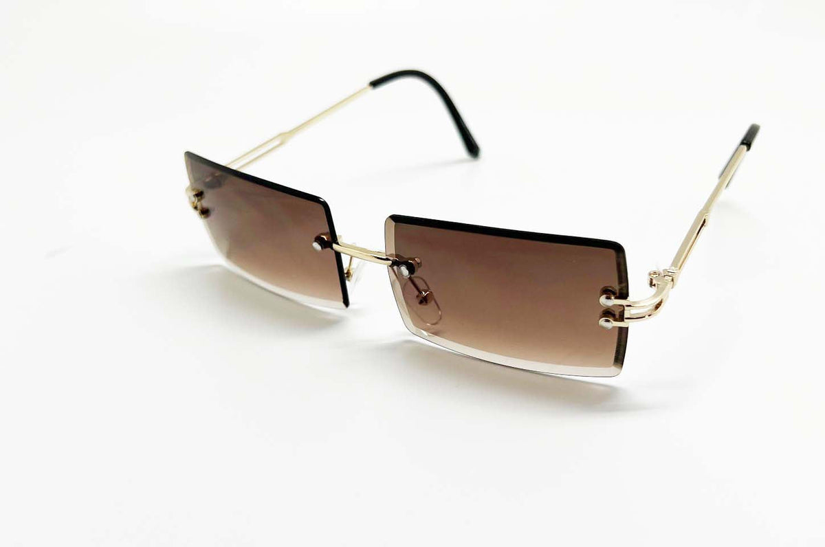 Rimless Rectangle Sunglasses Vintage Rimless Eyewear Women Sunglasses Retro Metal Frame Sunglasses