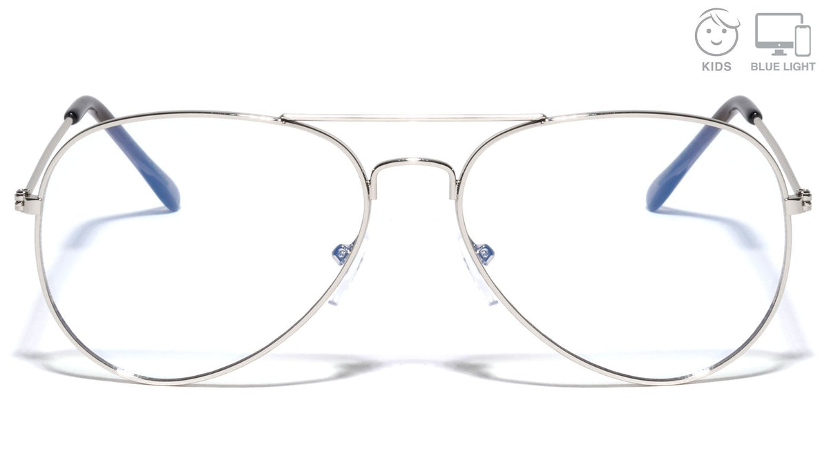 Kids Blue Light Blocking Aviators Silver Eyewear