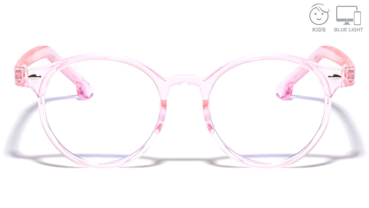 Kids Blue Light Blocking Retro Light Pink Eyewear
