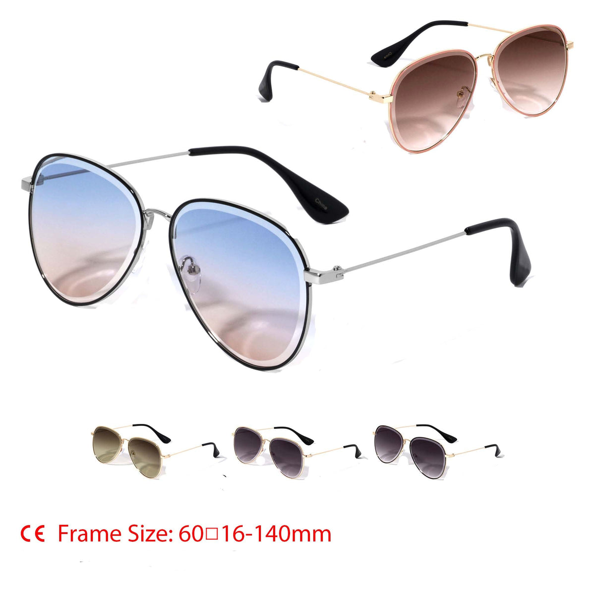 NEW EDGE EYEWEAR AVIATOR CUT BEVEL BUTTERFLY SUNGLASSES