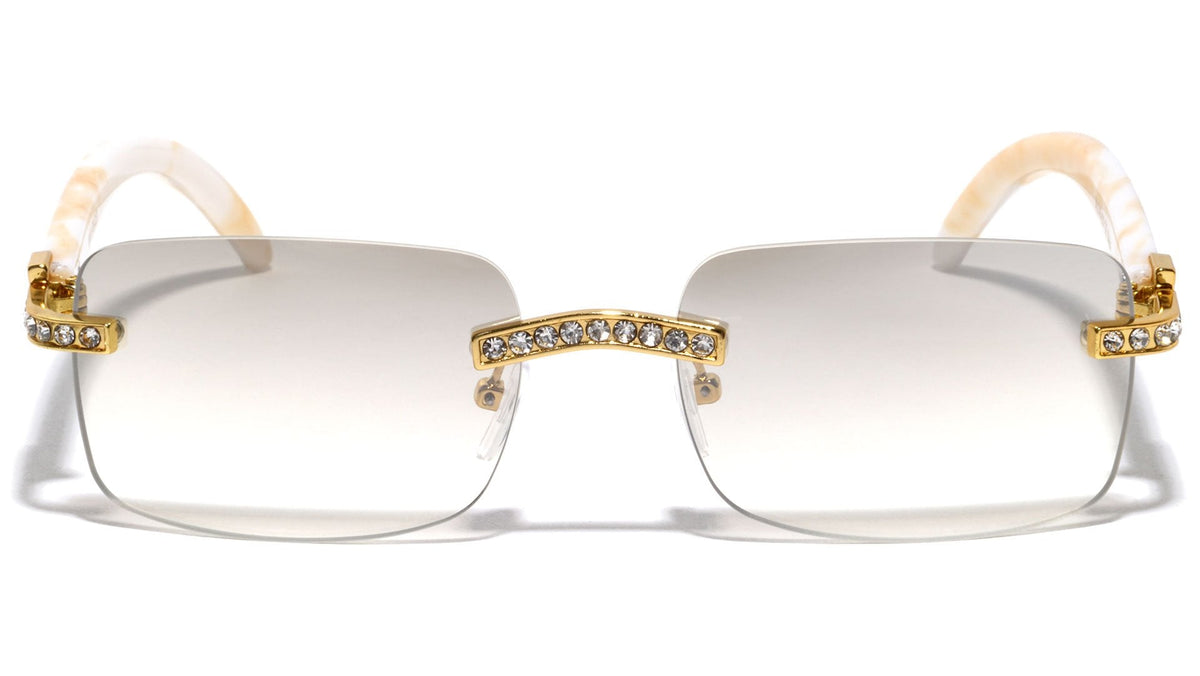 Rhinestone Rimless Rectangle Clear Eyewear