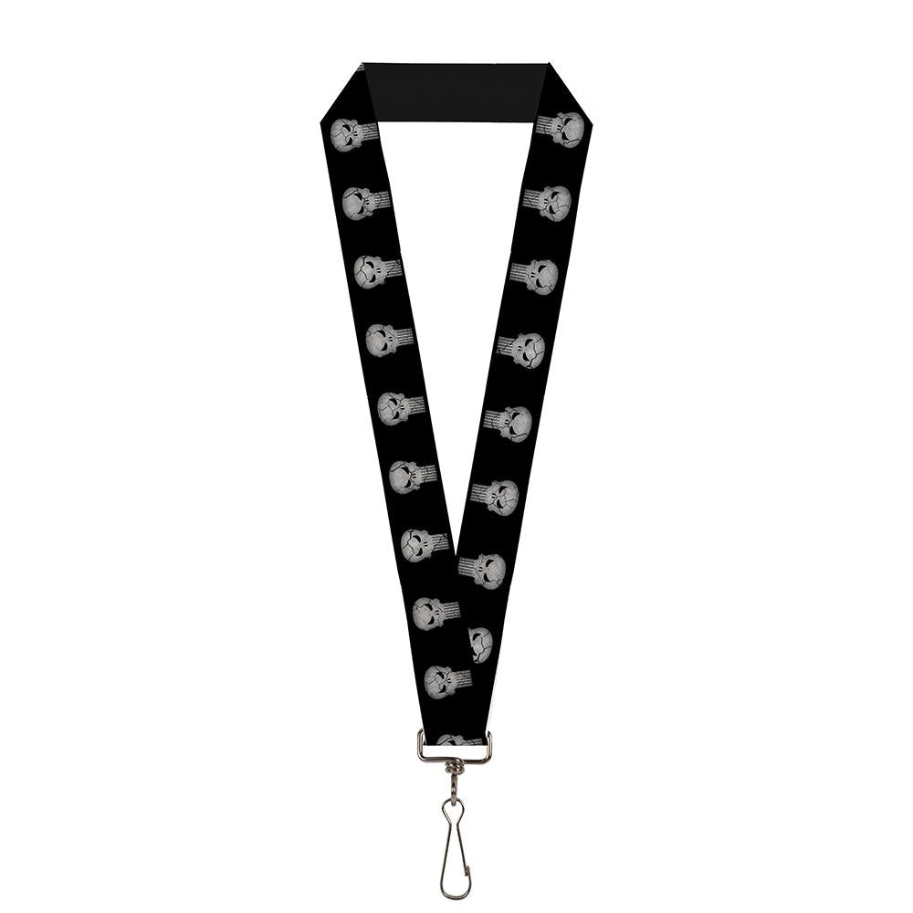 MARVEL UNIVERSE LANYARD - 1.0 INCHES- STONE PUNISHER LOGO BLACK GRAY