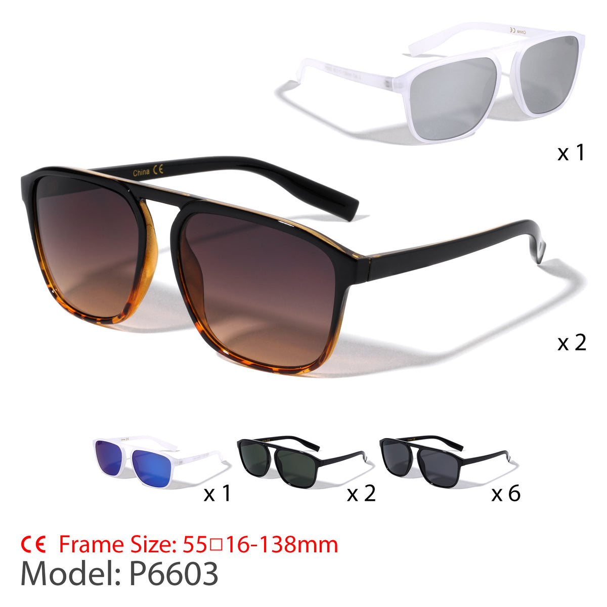 P6603 Bridgeless Keyhole Sunglasses