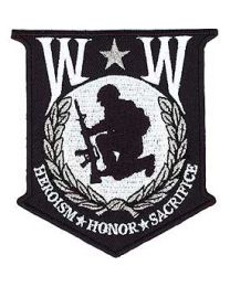 EMBROIDERED WOUNDED WARRIOR SHIELD PATCH.