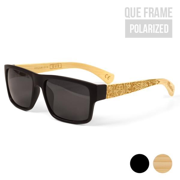 QUE FRAME SUNGLASSES WITH AZTEC CALENDAR ENGRAVING BY NEW EDGE EYEWEAR