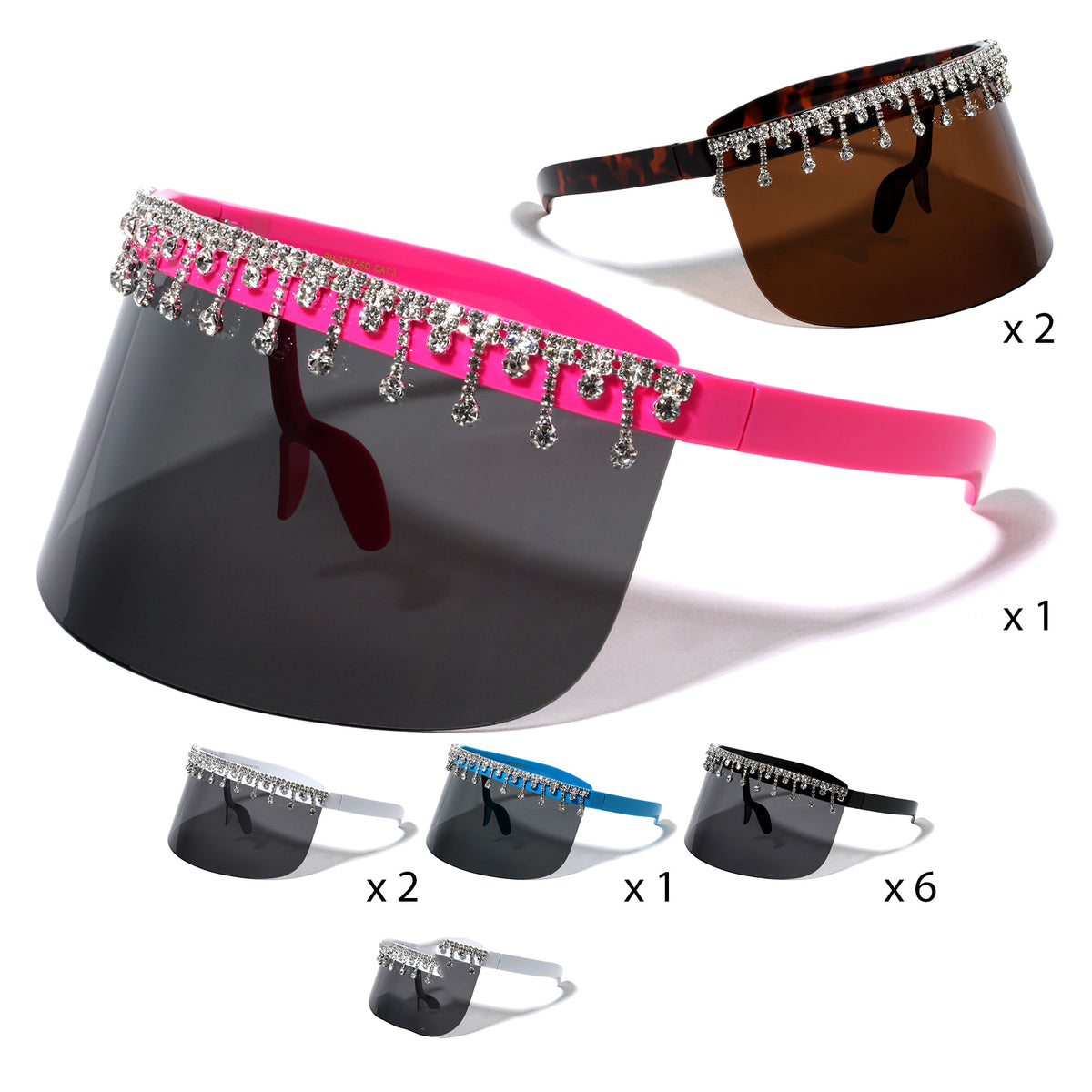RH-3247-SD Rhinestone Visor Sunglasses
