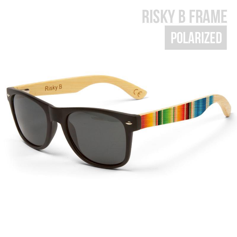 NEW EDGE EYEWEAR LIMITED EDITION RISKY B - SARAPE POLARIZED SUNGLASSES WITH BAMBOO ARMS
