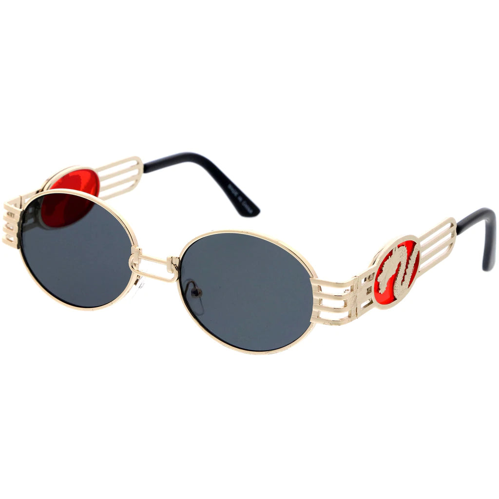 Dragon Crystal Retro Round Metal Sunglasses
