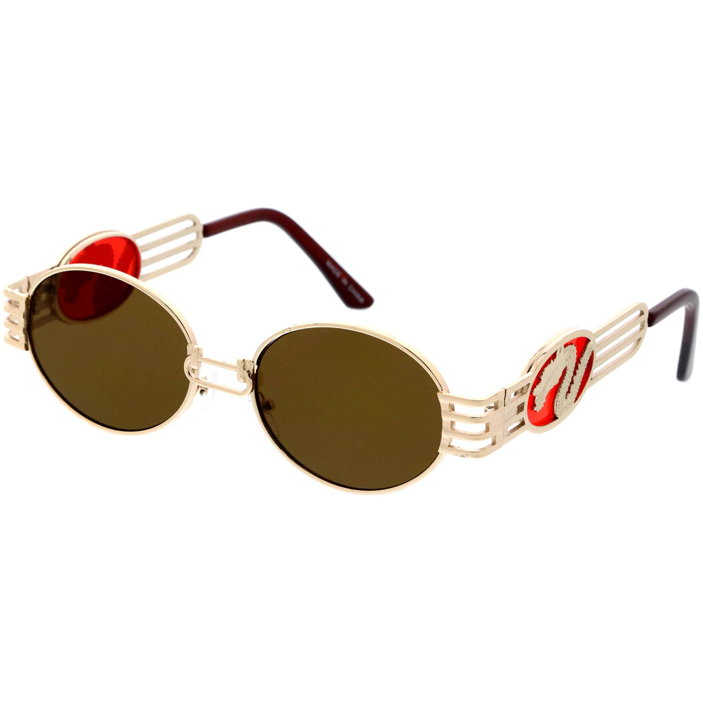 Dragon Crystal Retro Round Metal Sunglasses