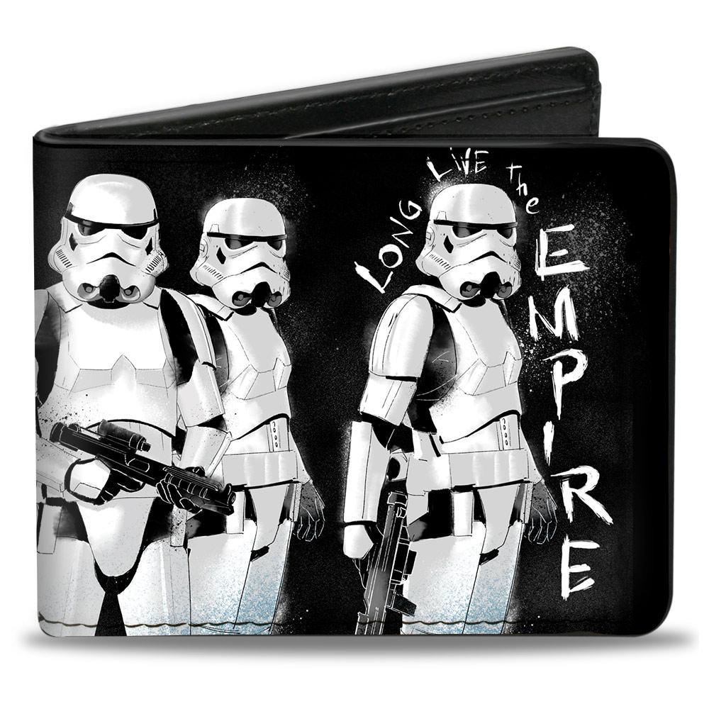 BI-FOLD WALLET - STAR WARS STORMTROOPER LONG LIVE THE EMPIRE GROUP POSE BLACK WHITE