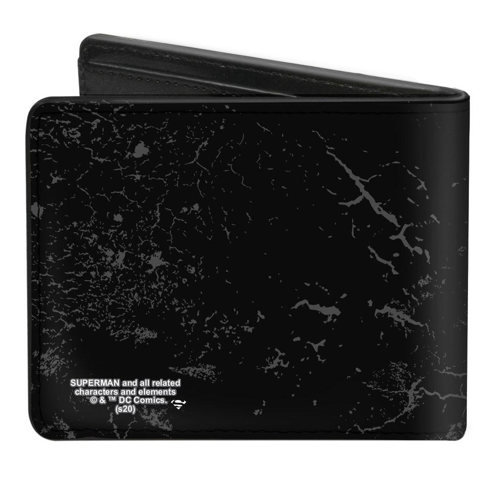 BI-FOLD WALLET - SUPERMAN THE ORIGINAL MAN OF STEEL BADGE WEATHERED BLACK RED YELLOW
