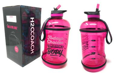 New Edge 2.5L 84oz Motivational Water Bottle - Color:  Hot Pink/Black